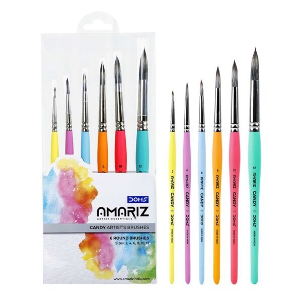 Doms Amariz Artist Essentials Candy Round Brush Set | Sizes 2, 4, 6, 8, 10, 12