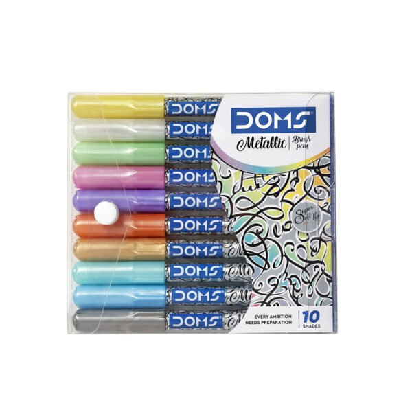 DOMS Metallist Series Metallic Brush Pen (10 Assorted Shades) - Image 3