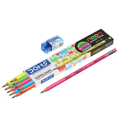 DOMS Neon Rubber Tipped HB/2 Graphite Pencils Box | Pack of…