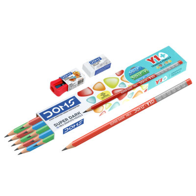 DOMS Y1+ Super Dark HB/2 Graphite Pencil Box Pack | Triangu…
