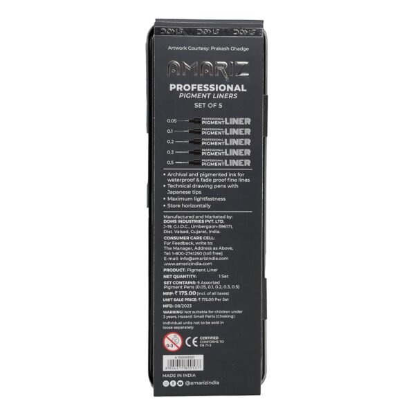AMARIZ Doms Pigment Fine Point Liner Set Of 5, Black - Image 2