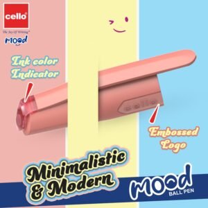 BiC Cello Mood Ball Pen Set | Pack Of 25 Ball Pens | 19 Blue, 4 Black & 2 Red Ink Colour Pens | Smooth Writing Experience | For School And Office Use | Best Pen For Exams
