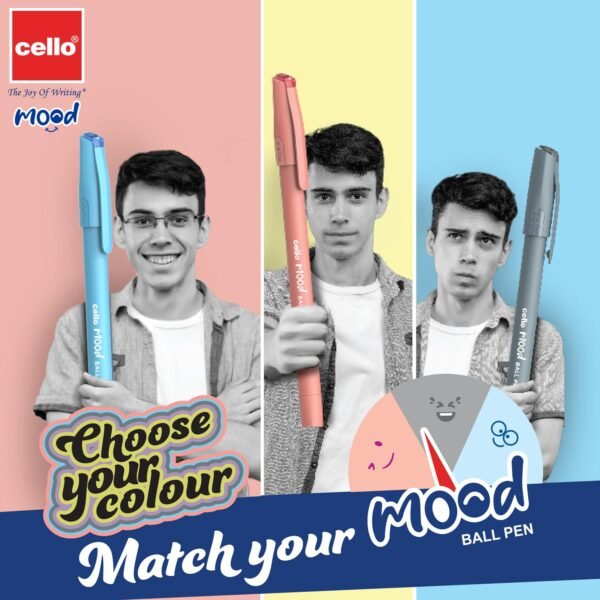 BiC Cello Mood Ball Pen Set | Pack Of 25 Ball Pens | 19 Blue, 4 Black & 2 Red Ink Colour Pens | Smooth Writing Experience | For School And Office Use | Best Pen For Exams - Image 6
