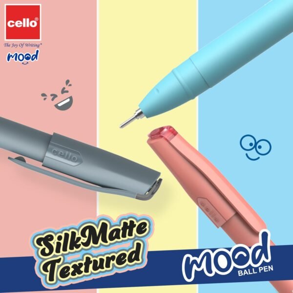 BiC Cello Mood Ball Pen Set | Pack Of 25 Ball Pens | 19 Blue, 4 Black & 2 Red Ink Colour Pens | Smooth Writing Experience | For School And Office Use | Best Pen For Exams - Image 8