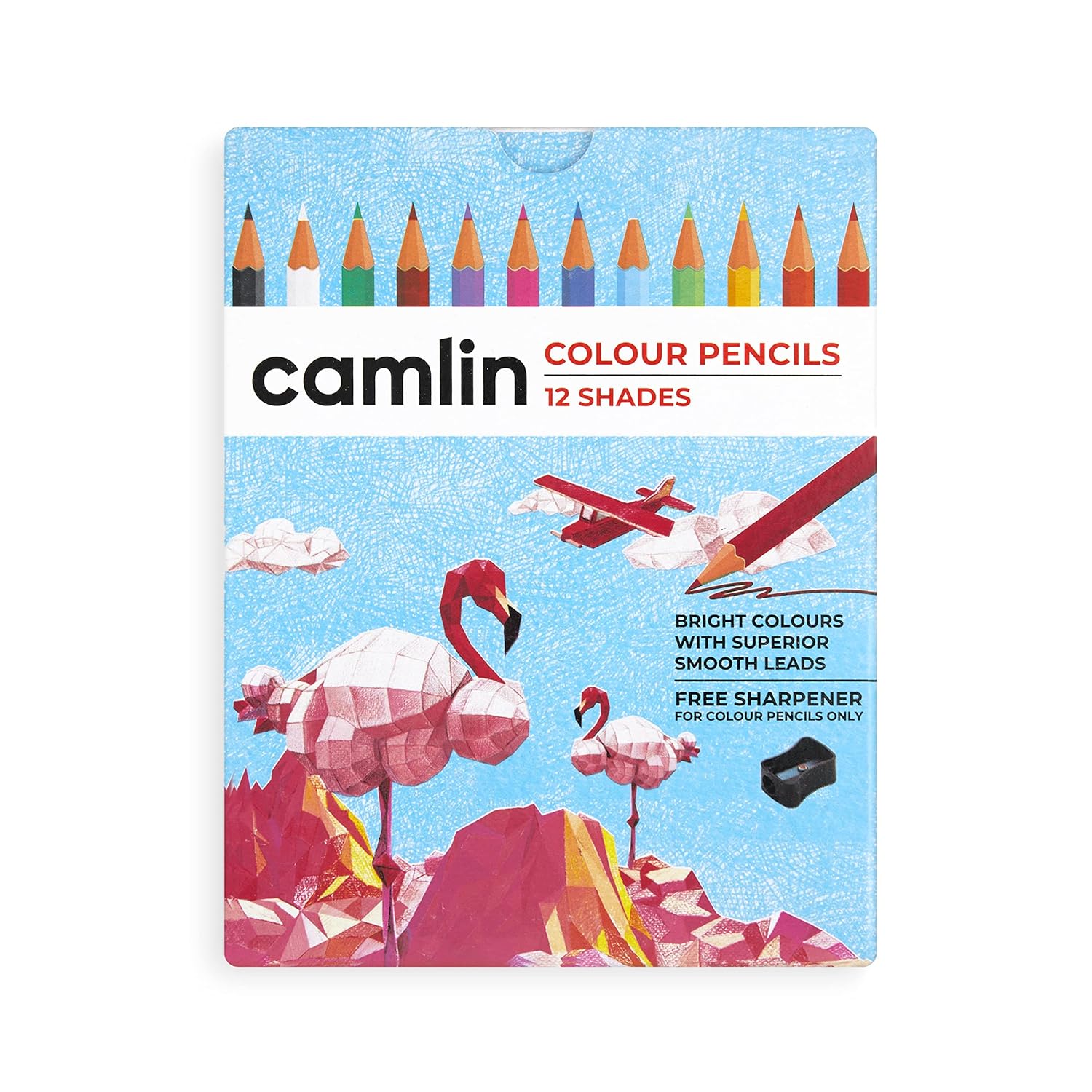 Camel 4193588 Half Size Color Pencil With Sharpener, Assorted, 12 Pieces