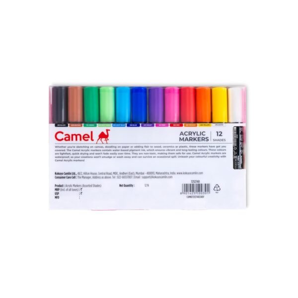 Camel Acrylic Markers 12 shades, Bullet tip - Image 5