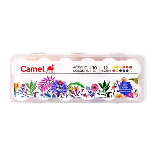 Camel Acrylic Ultra Colour – 12 Rich Shades (10ml each) | Multi-Surface DIY Paints | Vibrant & Permanent Colors | Suitable on Canvas, Wood, Fabric, Paper and Ceramics - Image 7