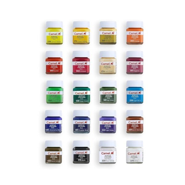 Camel Acrylic Ultra, Pearl and Metallic Colour Set - Pack of 20 shades - Image 6