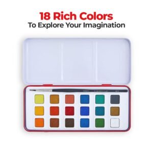 Camel Artist Water Colour Cakes 18 Assorted Shades | Rich Pigments & Vibrant Colors | Ideal for Artists & Hobbyists