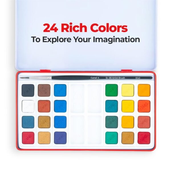 Camel Artist Water Colour Cakes 24 Assorted Shades | Rich Pigments & Vibrant Colors | Ideal for Artists & Hobbyists - Image 2