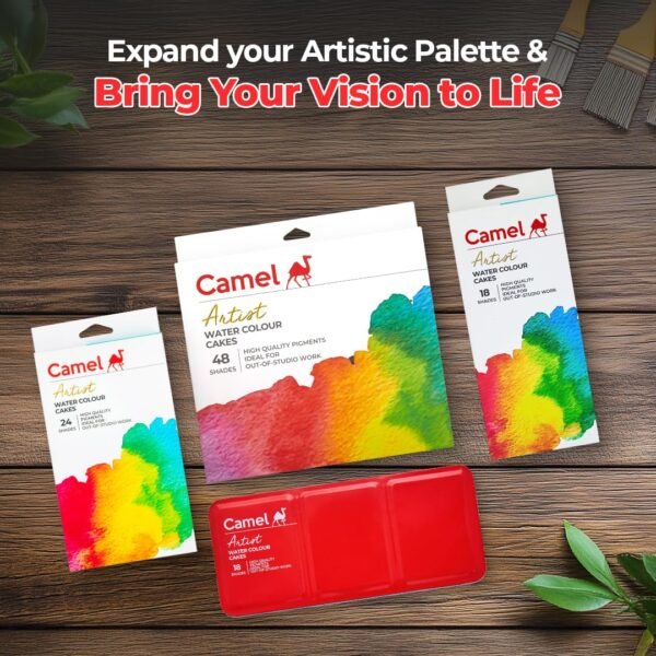 Camel Artist Water Colour Cakes 24 Assorted Shades | Rich Pigments & Vibrant Colors | Ideal for Artists & Hobbyists - Image 6