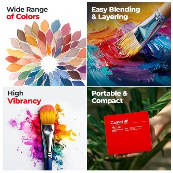 Camel Artist Water Colour Cakes – 48 Assorted Shades | Rich Pigments & Vibrant Colors | Ideal for Artists & Hobbyists - Image 4