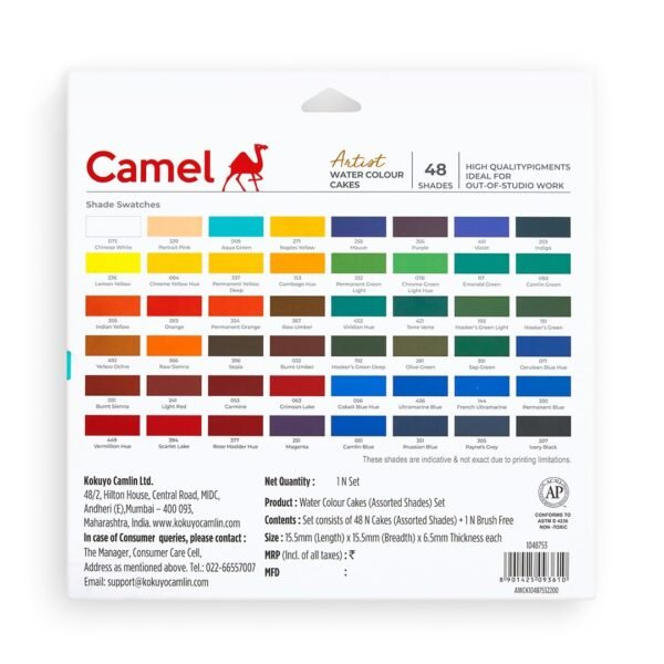 Camel Artist Water Colour Cakes – 48 Assorted Shades | Rich Pigments & Vibrant Colors | Ideal for Artists & Hobbyists - Image 7