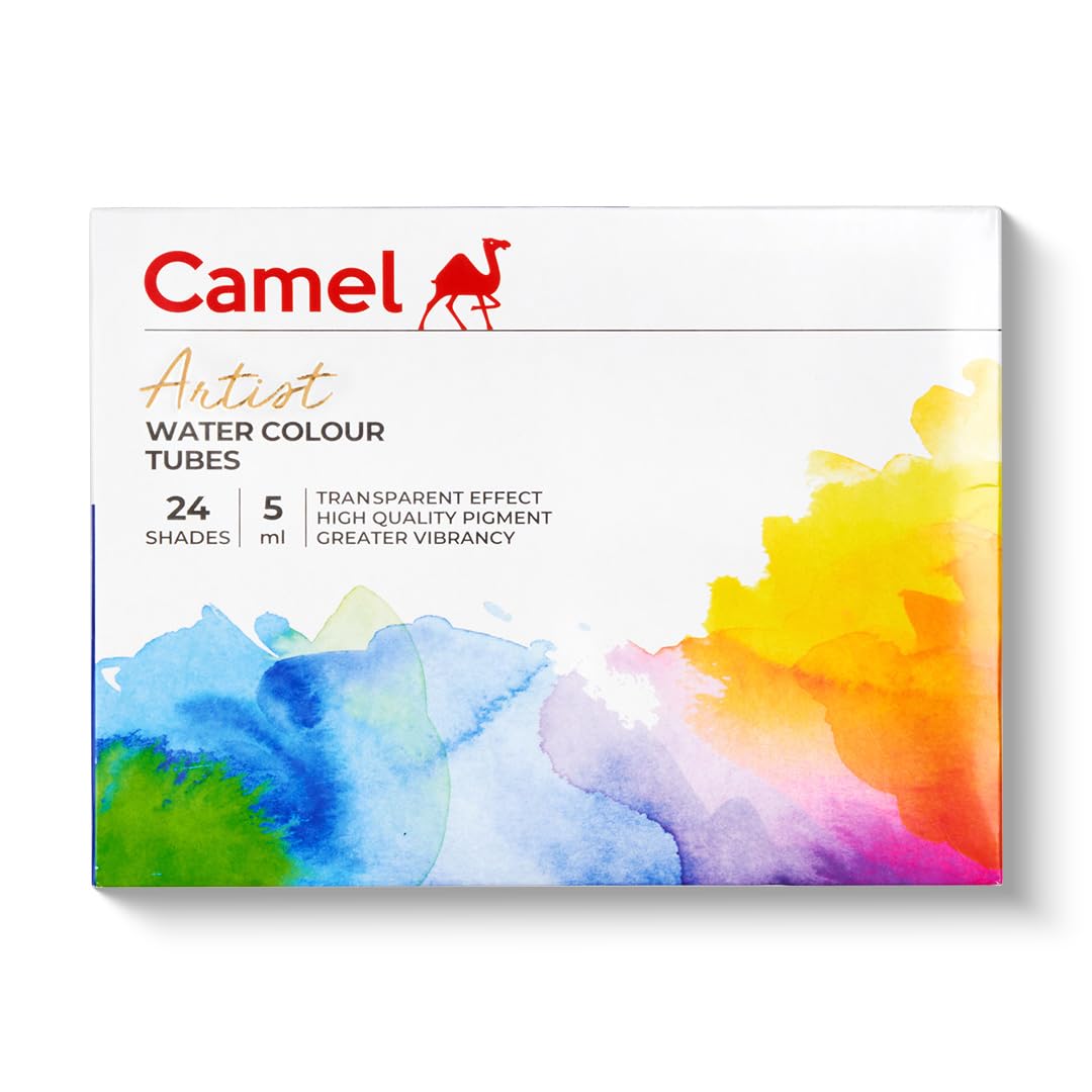 Camel Artist Watercolor Tube - 24 Shades (5ML Each) | Vibrant Pigments for Rich Colors | Quick-Drying and Easy Blending | Perfect for Portraits, Landscapes and Florals | Multisurface Use - Image 3