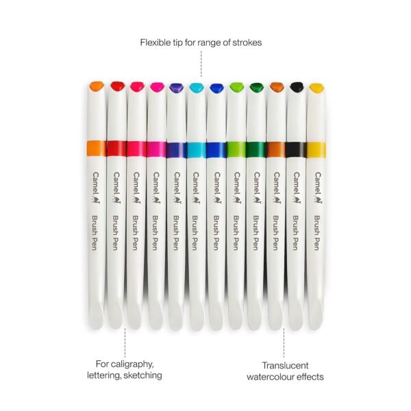 Camel Brush Pen 12 Shades, Bold - Assorted - Image 4