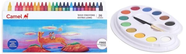 Camel Kokuyo Extra Long Wax Crayons, Gold, Silver, Pack Of 24 Shades - Image 9
