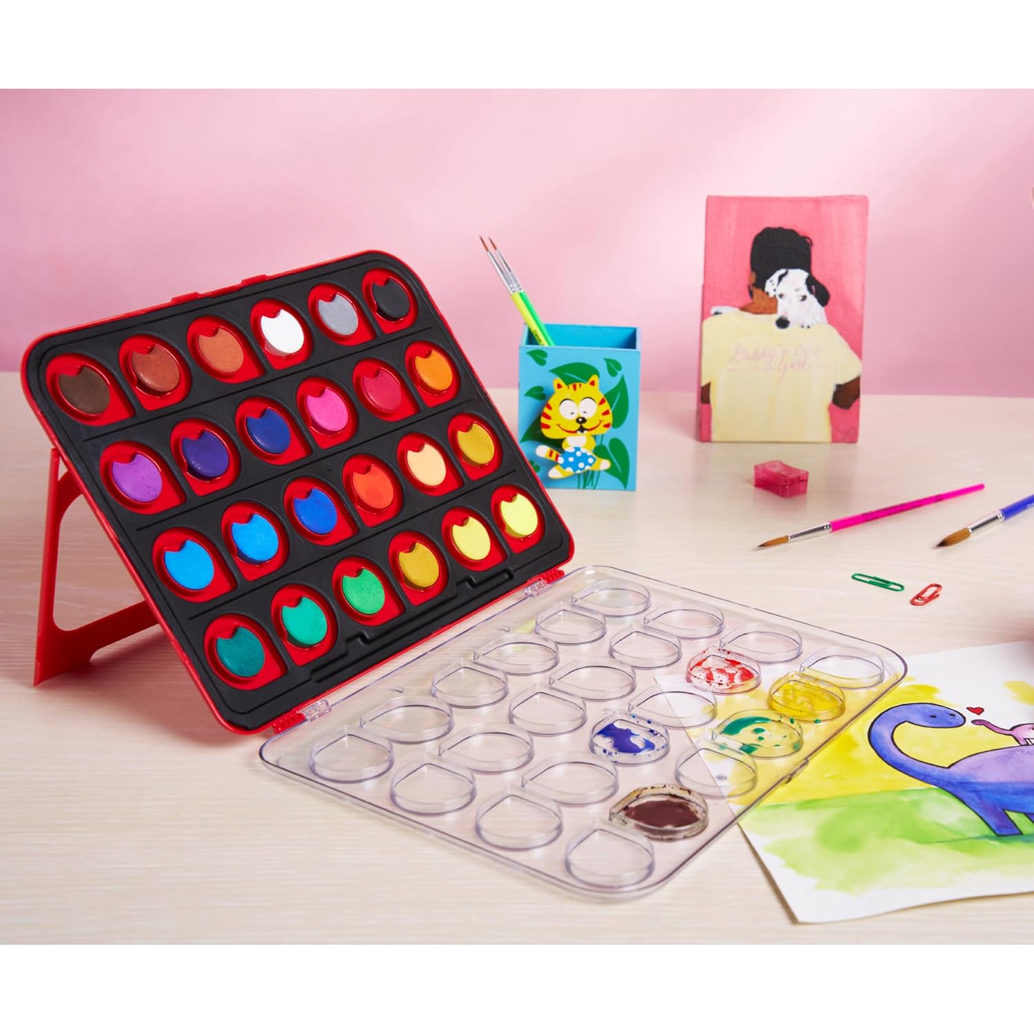 Camel ColorPad Watercolor Cake with Paint Brush | 24 Shade Set | Vibrant Colors | Portable Design for Outdoor Art and Competitions | Ideal for Students - Image 5