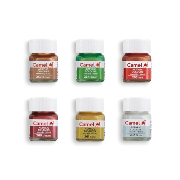 Camel Fabrica Acrylic Metallic Color - 10ml each, 6 Shades - Image 2