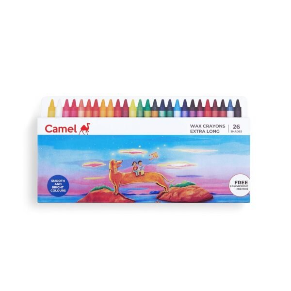 Camel Kokuyo Extra Long Wax Crayons, Gold, Silver, Pack Of 24 Shades