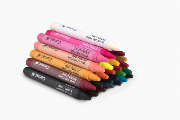 Camel Kokuyo Extra Long Wax Crayons, Gold, Silver, Pack Of 24 Shades - Image 2