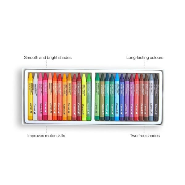 Camel Kokuyo Extra Long Wax Crayons, Gold, Silver, Pack Of 24 Shades - Image 6