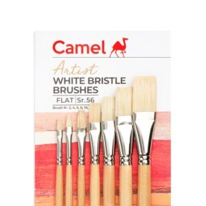 Camel Paint Brush Series 56 - White Bristle Flat, Set of 7