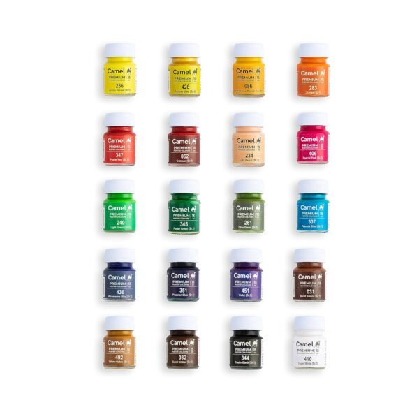 Camel Premium Poster Colour with Brush - 20 Shades (Multicolor) - Image 5