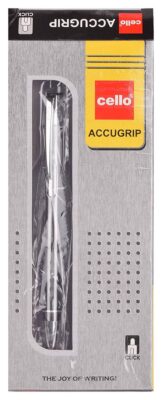 Cello Accugrip Retractable Ball Point Pen (Pack Of 6), Silv…