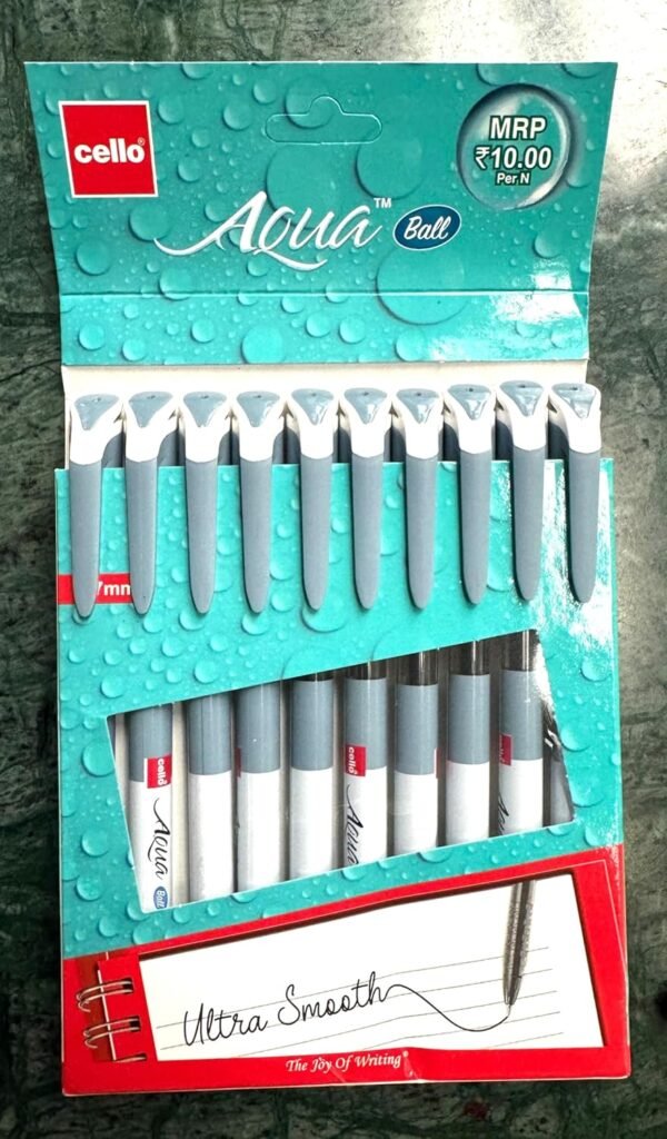 Cello Aqua Ball Pen, Blue & Black Ultra Smooth Writing, - Image 3