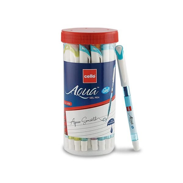 Cello Aqua Blue Gel Pen Jar of 25 Units || Gel Pens Blue | Jar of 25 Units | Gel Pens Set for Students | Pens for Office Use | Gel Pens for Writing | Waterproof Gel Pen - Image 8