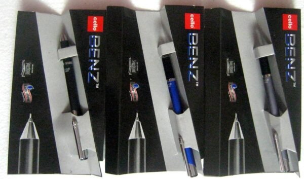 Cello Benz Retractable Roller Ballpoint Pen Pack Of 3 - Blue - Image 3