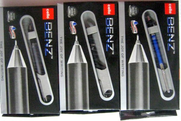 Cello Benz Retractable Roller Ballpoint Pen Pack Of 3 - Blue - Image 5