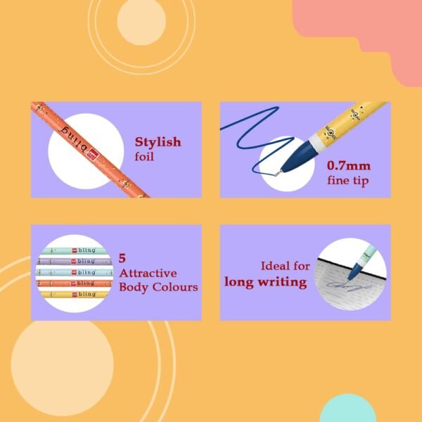 Cello Bling Pastel Ball Pen | Blue Ball Pen | Jar of 25 Units | Best Ball Pens for Smooth Writing | Ball Point Pen Set | Pens for Students | Office Stationery Items | Best pen for Exam - Image 10