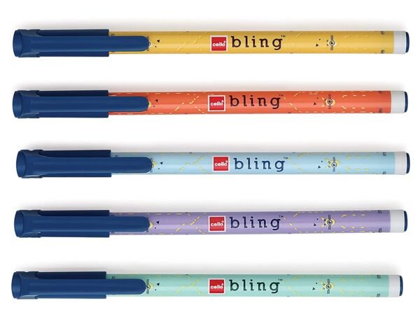 Cello Bling Pastel Ball Pen | Blue Ball Pen | Jar of 25 Units | Best Ball Pens for Smooth Writing | Ball Point Pen Set | Pens for Students | Office Stationery Items | Best pen for Exam - Image 3