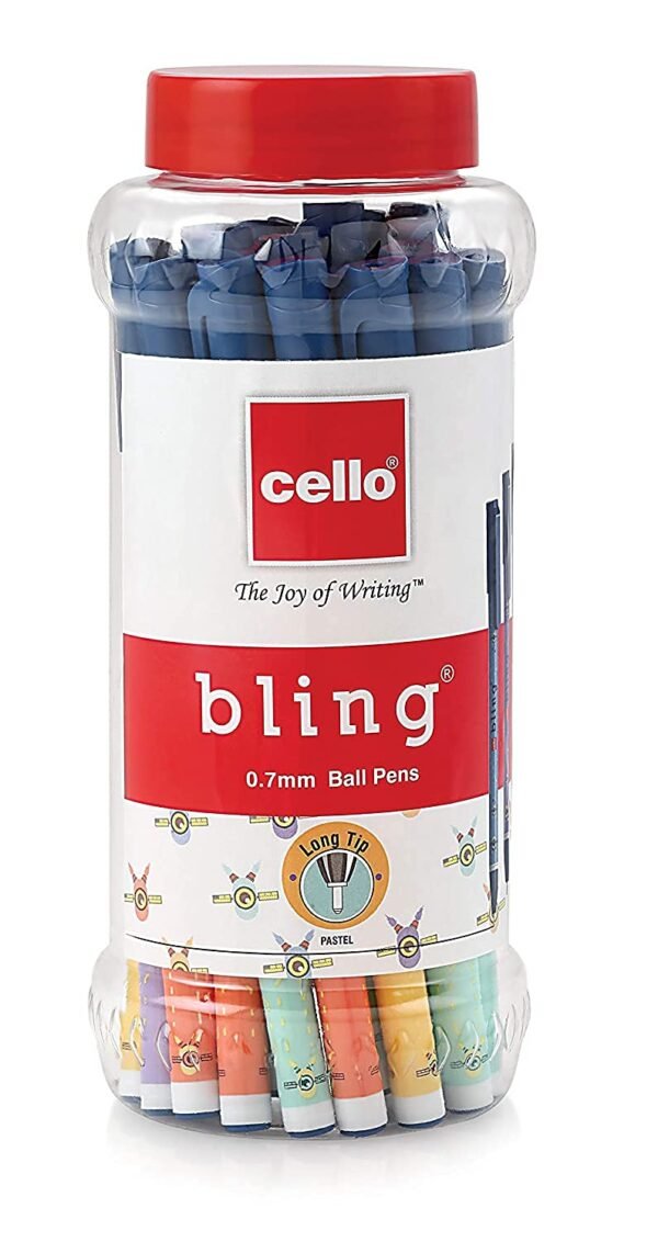 Cello Bling Pastel Ball Pen | Blue Ball Pen | Jar of 25 Units | Best Ball Pens for Smooth Writing | Ball Point Pen Set | Pens for Students | Office Stationery Items | Best pen for Exam - Image 8