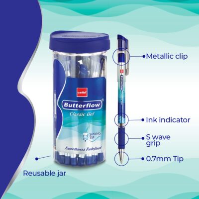 Cello Butterflow Classic Gel Pens | Jar of 20 Units |Gel pe…