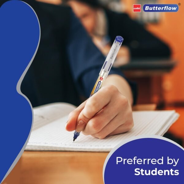 Cello Butterflow Classic Roller Pen Set | Pack of 4 Roller Pens | 2 Blue & 2 Black Ink Colour Pens + 2 Jumbo Refills | Smooth Writing Experience | For Students and Office Use | Best Pen for Exams