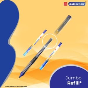 Alternative view of Cello Butterflow Classic Roller Pen Set | Pack of 4 Roller Pens | 2 Blue & 2 Black Ink Colour Pens + 2 Jumbo Refills | Smooth Writing Experience | For Students and Office Use | Best Pen for Exams