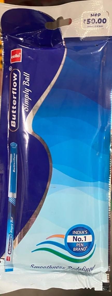 Cello Butterflow Simply Ball Pen (Blue)(count of 5)(pack of 20)