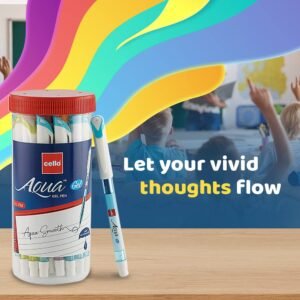 Cello Butterflow Simply Ball Pen & Cello Aqua Blue Gel Pen Jar of 25 Units