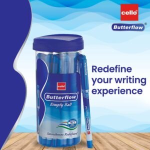 Cello Butterflow Simply Ball Pen Gripper Ball Pen Set - Pack of 25 (Blue)