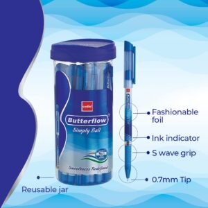Alternative view of Cello Butterflow Simply Ball Pen Gripper Ball Pen Set - Pack of 25 (Blue)