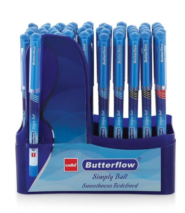Cello Butterflow Simply Ball Pen | Pack of 50 | 35 Blue, 15 Black, 5 Red | Smooth Writing Experience | For School & Office | Best Pen for Exams - Image 4