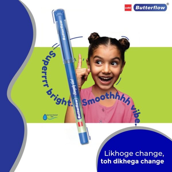 Cello Butterflow Simply Gel Pen Set | Pack of 25 Gel Pens | 19 Blue, 4 Black & 2 Red Ink Colour Pens | Smooth Writing Experience | For School and Office Use | Best Pen for Exams - Image 5