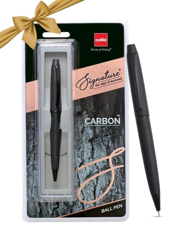 Cello Carbon Ball Pen | Blue Ink | Matte Black Premium Metal Pen For Gift | Stylish Corporate & New Year Gifts For Men & Women - Image 6