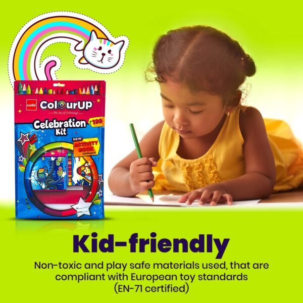 Cello Colourup Celebration Kit Mega Gift Pack|Kids Colouring Set|1 Gel Pen|12 Crayons|15 Oil Pastels Colouring Set|15 Mini Sketch Pens|1 Eraser|1 Smarty Mechanical Pencil|Assorted (Pack of 2) - Image 6