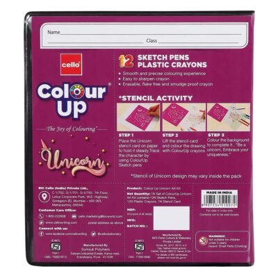 Cello Colourup Unicorn Multicolour Colouring Kit 12 Sketch …