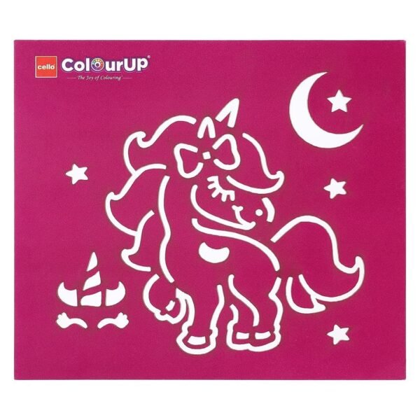 Cello Colourup Unicorn Multicolour Colouring Kit 12 Sketch Pens, 12 Plastic Crayons, Unicorn Stencil, Hobby Stationery for Kids and Art Lovers - Image 2