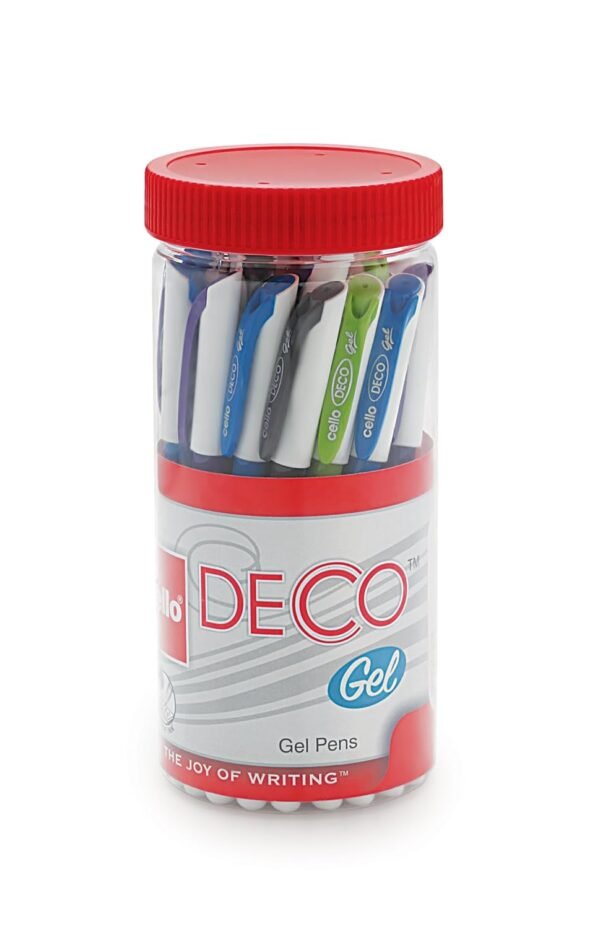 Cello Deco Gel Pen (25 Pens Jar - Blue) | Waterproof Gel Pen Ink For Smudge Free & Smooth Writing Colour Bombs - 10Pc Coloured Ink Gel Pens