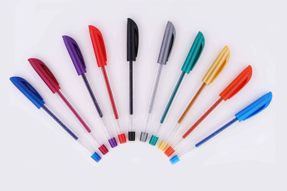 Cello Deco Gel Pen(25 Pens Jar - Blue)| Waterproof Gel Pen Ink For Smudge Free and Smooth Writing and Cello Geltech Fun Glitter Gel Pen(Pack Of 10 Pens In Multicolour Ink)| Glitter Gel Pens For Art Lo